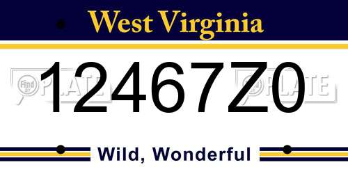 12467Z0 West Virginia License Plate
