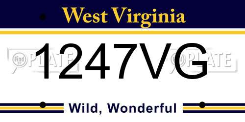 1247VG West Virginia License Plate
