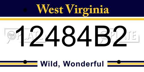 12484B2 West Virginia License Plate
