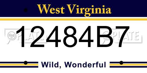 12484B7 West Virginia License Plate
