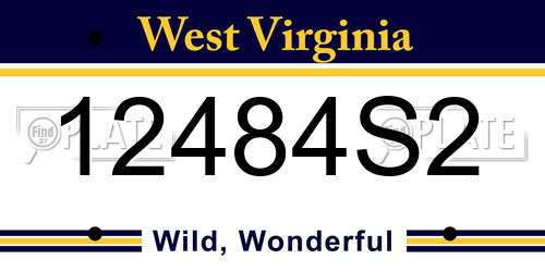 12484S2 West Virginia License Plate