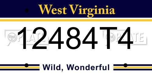 12484T4 West Virginia License Plate