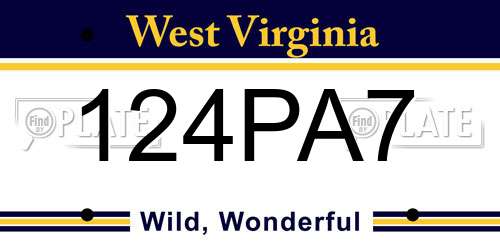 124PA7 West Virginia License Plate