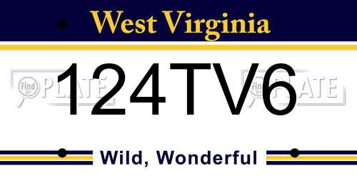 124TV6 West Virginia License Plate
