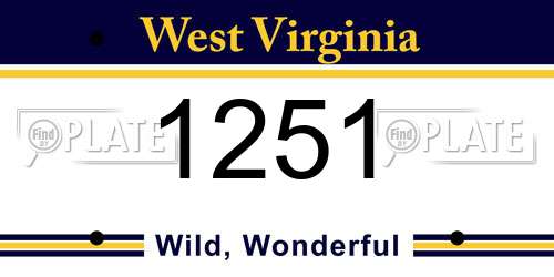 1251 West Virginia License Plate