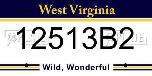 12513B2 West Virginia License Plate