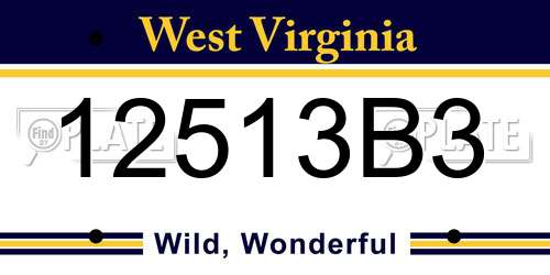 12513B3 West Virginia License Plate