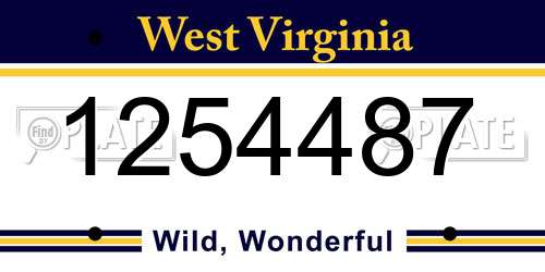 1254487 West Virginia License Plate