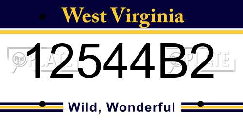 12544B2 West Virginia License Plate