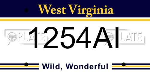 1254AI West Virginia License Plate