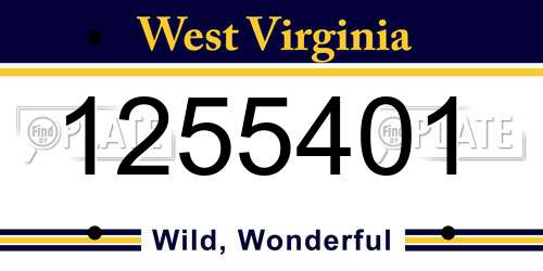1255401 West Virginia License Plate