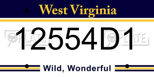 12554D1 West Virginia License Plate