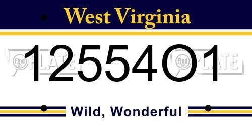 12554O1 West Virginia License Plate