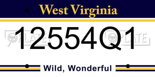 12554Q1 West Virginia License Plate