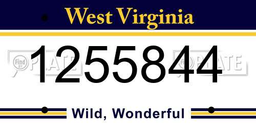 1255844 West Virginia License Plate