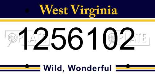 1256102 West Virginia License Plate
