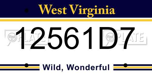12561D7 West Virginia License Plate