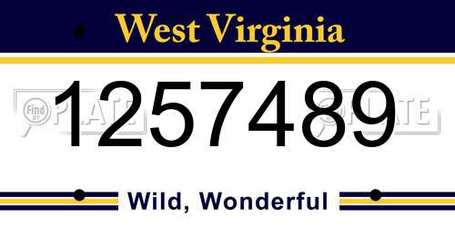 1257489 West Virginia License Plate
