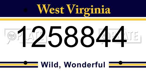 1258844 West Virginia License Plate