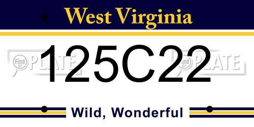 125C22 West Virginia License Plate