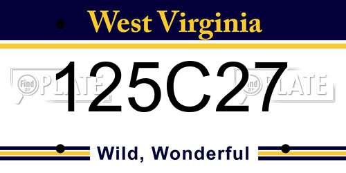 125C27 West Virginia License Plate