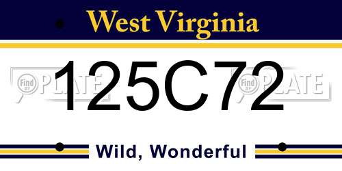 125C72 West Virginia License Plate