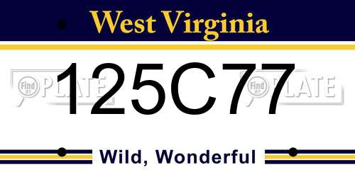 125C77 West Virginia License Plate