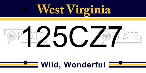 125CZ7 West Virginia License Plate