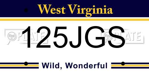 125JGS West Virginia License Plate