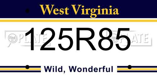 125R85 West Virginia License Plate
