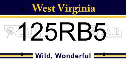 125RB5 West Virginia License Plate