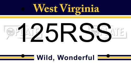 125RSS West Virginia License Plate