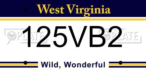125VB2 West Virginia License Plate
