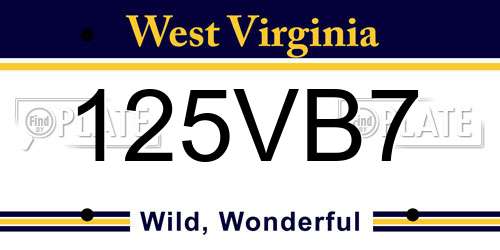 125VB7 West Virginia License Plate