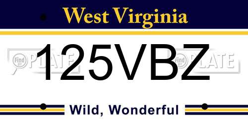 125VBZ West Virginia License Plate