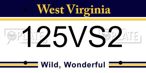 125VS2 West Virginia License Plate