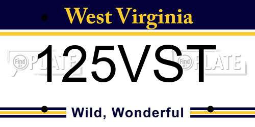 125VST West Virginia License Plate