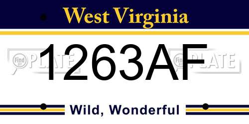 1263AF West Virginia License Plate