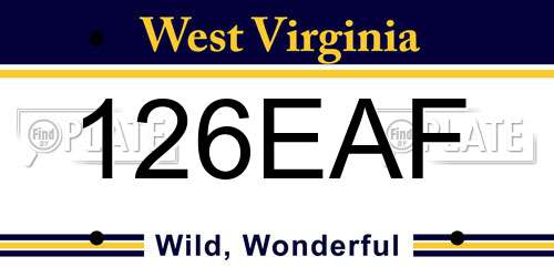 126EAF West Virginia License Plate