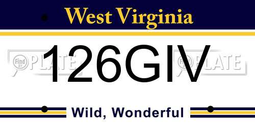 126GIV West Virginia License Plate