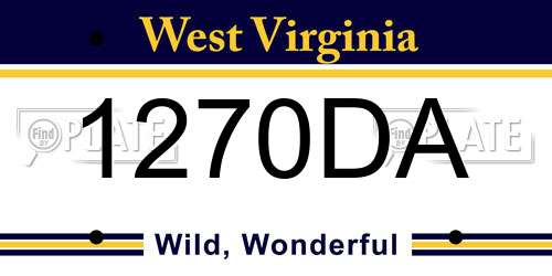 1270DA West Virginia License Plate