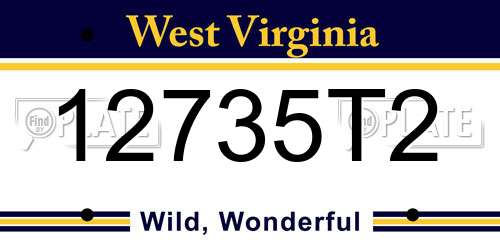 12735T2 West Virginia License Plate