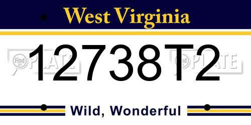 12738T2 West Virginia License Plate