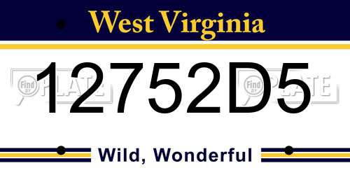 12752D5 West Virginia License Plate