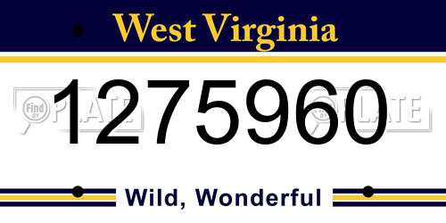 1275960 West Virginia License Plate