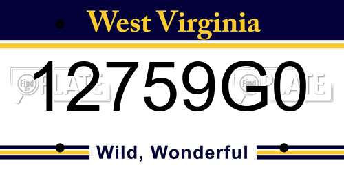 12759G0 West Virginia License Plate