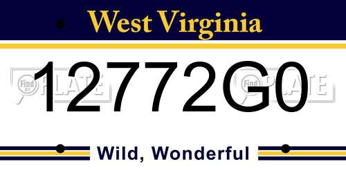 12772G0 West Virginia License Plate