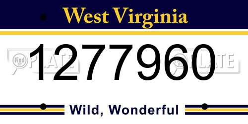 1277960 West Virginia License Plate
