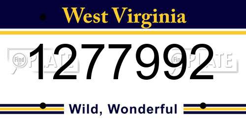 1277992 West Virginia License Plate