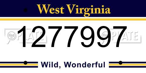 1277997 West Virginia License Plate